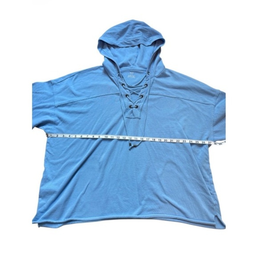 aerie Light Blue Sunday Soft Lace-Up Oversized Hoodie L Layering Coastal - Picture 4 of 7